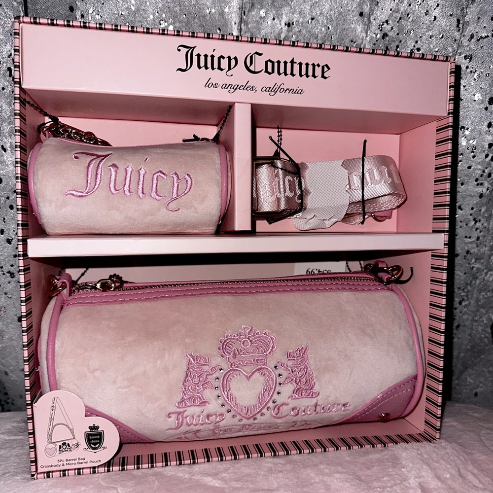 Juicy Couture pink barrel bag set